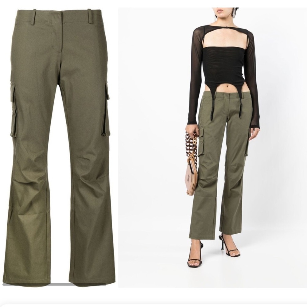 MIAOU Raven Cargo Pants Moss Olive Cargo cropped flare low rise Revolve NWT XL